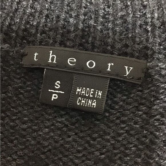 Theory Black And Gray Sweater Alpaca Wool And Silk Cardigan Style Size Small - Picture 3 of 10